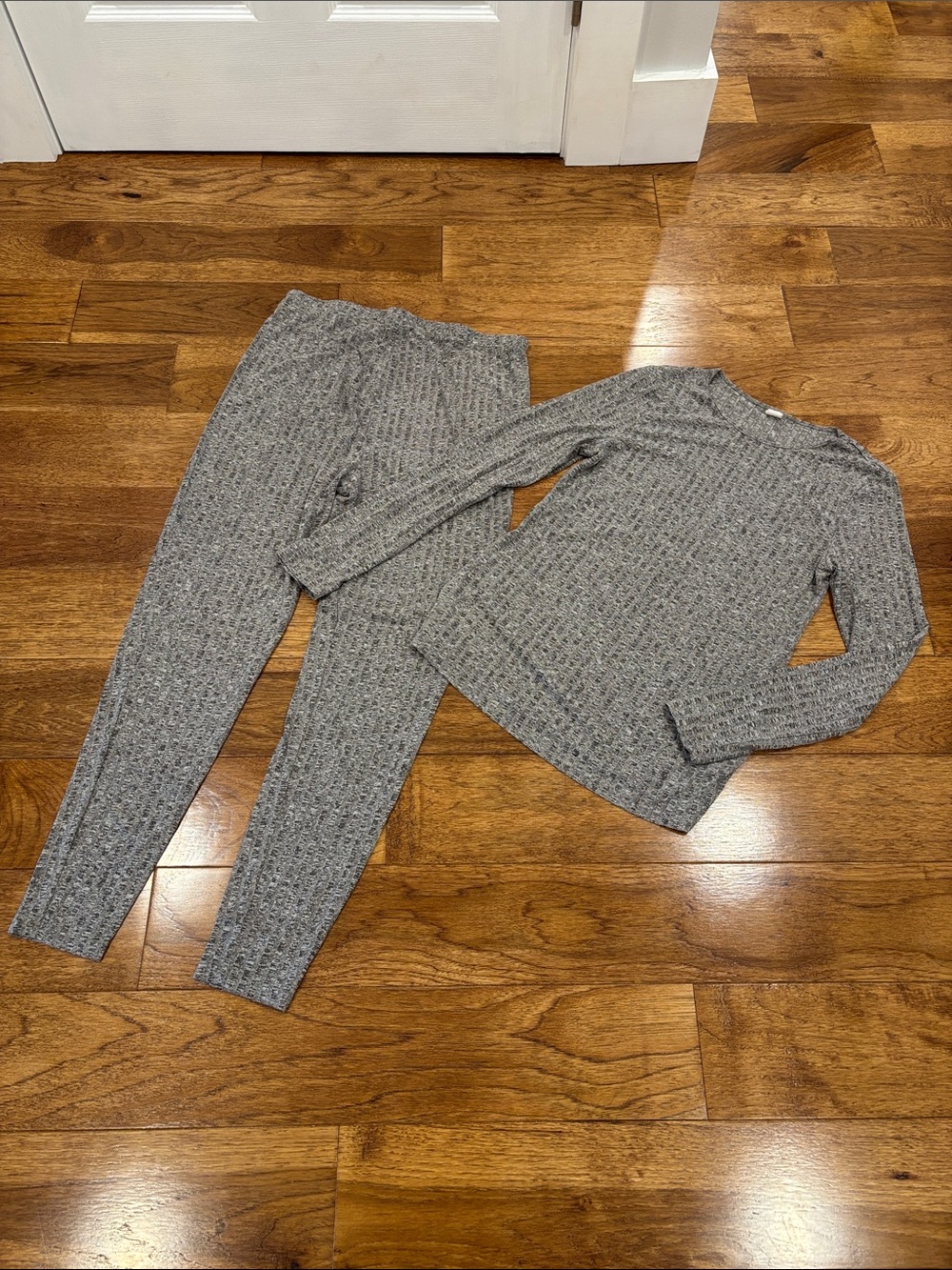 Cozy Two-Piece Knit Loungewear Set - Gray Maternity